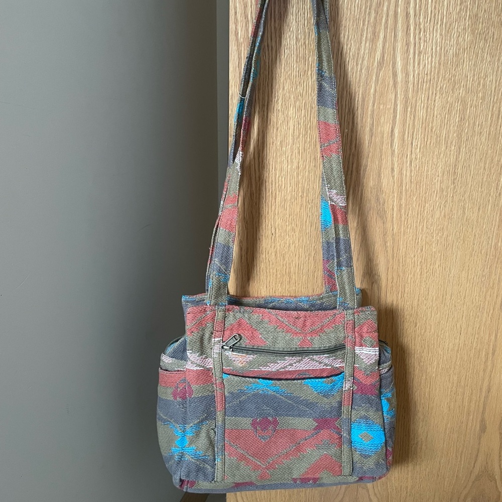 Stylish Multicolor Aztec print shoulder bag
